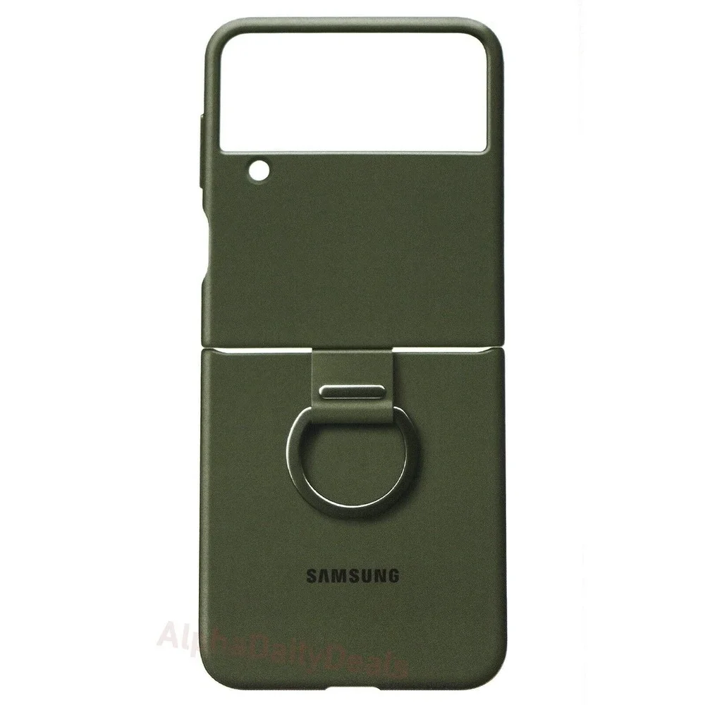 E9-O Samsung Silicone Cover‎ with Ring for Galaxy Z Flip4 - Khaki